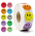 Party Sparkle: 500 Pcs Holographic Colorful Happy Face Stickers for Birthday Favours