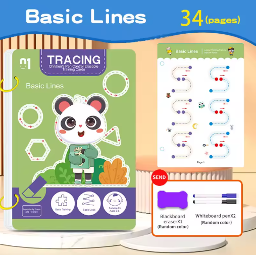 Reusable Wipe-Clean Workbook Set 4x. Whole Brain Development