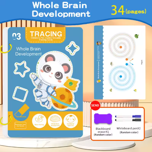 Reusable Wipe-Clean Workbook Set 4x. Whole Brain Development