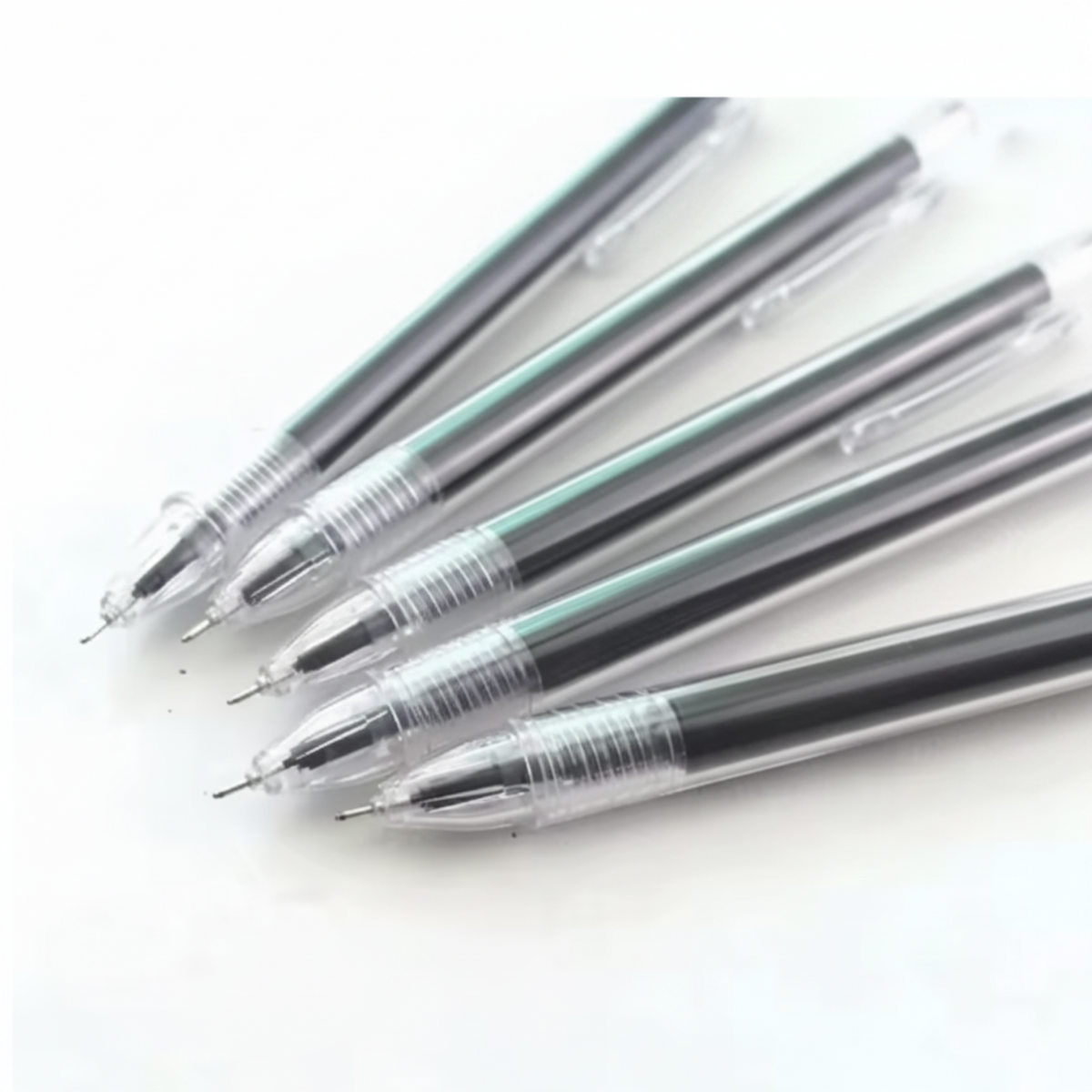 Gel pens close-up no labels