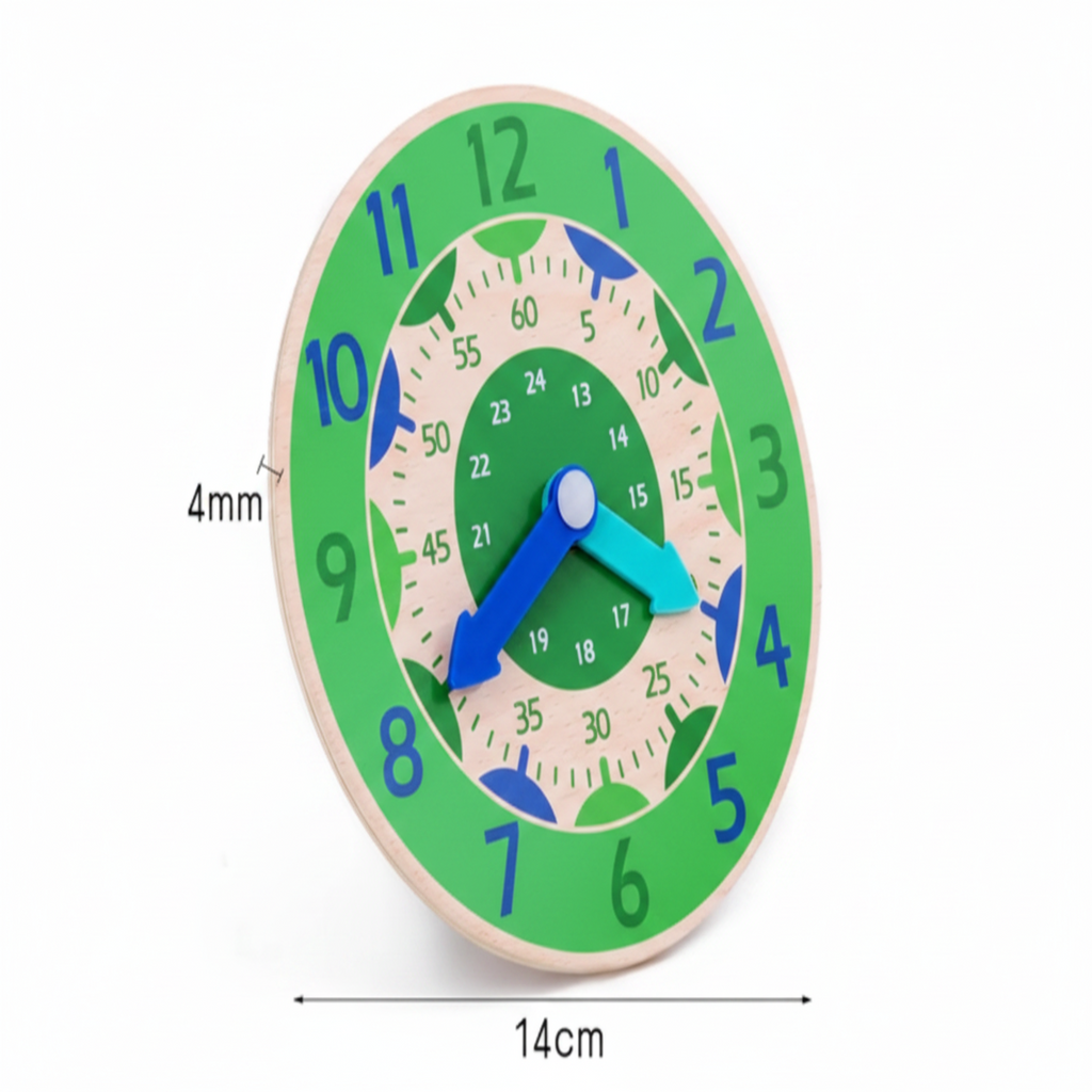 Green Wooden Clock Toy